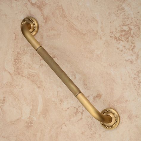 $32- Amazon Hiendure Home Care 20-inch Grab Bar, Antique Brass - - Amazon.com Bathroom Hardware Brushed Nickel, Showers Bathroom, Shower Grab Bar, Grab Bars In Bathroom, Brass Shower, Bathroom Hardware Set, Brass Bathroom, Grab Bar, Downstairs Bathroom