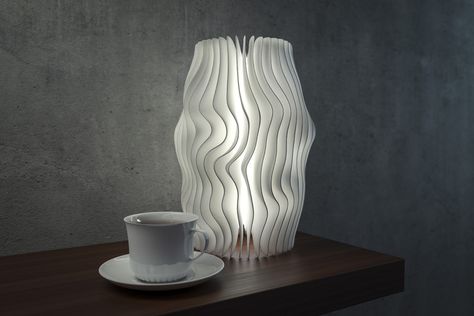 Wave+lamp+5+low+quality+version+by+Markellov. Wave Lamp, Wavy Lamp, 3d Printed Furniture, 3d Printing Fashion, 3d Lamp, Creative Lamps, 3d Printing Art, 3d Printer Designs, Generative Design