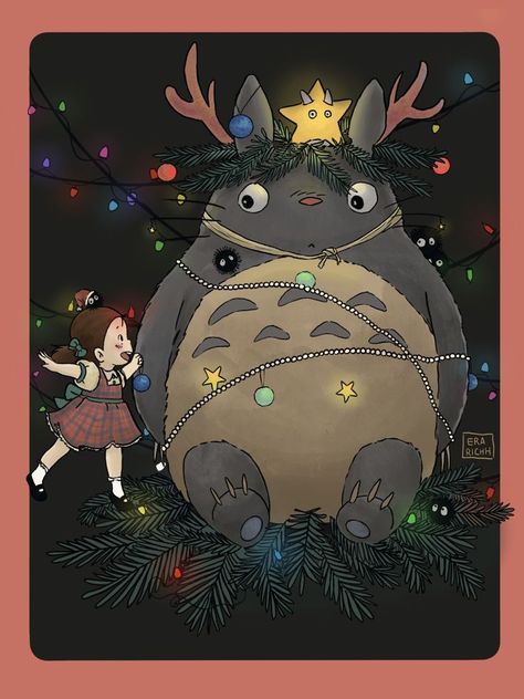 Ghibli Christmas, Totoro Art, Studio Ghibli Background, Ghibli Artwork, Anime Christmas, Studio Ghibli Art, Ghibli Art, My Neighbor Totoro, Window Art