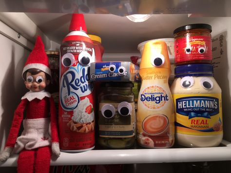 Our elf put googly eyes on everything in the fridge 👀 Elf Google Eyes, Elf Mischief, Santa Writing, Elf On The Shelf Idea, Easy Elf On The Shelf, Holiday Writing, Easy Elf, Google Eyes, Keep It Going