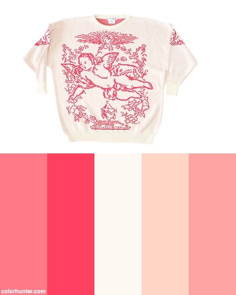 Vintage Valentine's Day Acrylic Cherub Angel Sweater Color Scheme Angel Sweater, Valentines Cookies, Christmas Color Palette, Lingerie Design, Retro Color Palette, Colour Pallets, Cherub Angel, Valentine Coloring, Romantic Colors