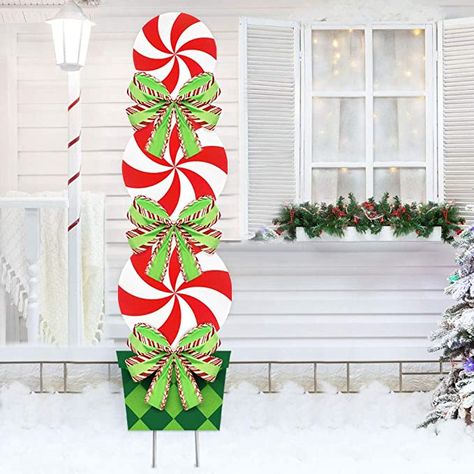 Amazon.com : ORIENTAL CHERRY Candy Christmas Decorations Outdoor - 44In Peppermint Xmas Yard Stakes - Giant Holiday Decor Signs for Home Lawn Pathway Walkway Candyland Themed Party - Red White Green : Garden & Outdoor Candyland Themed Party, Decor Signs For Home, Christmas Peppermint, Christmas Carolers, Fest Temaer, Whoville Christmas, Christmas Desktop, Christmas Decorations Outdoor, Diy Jul