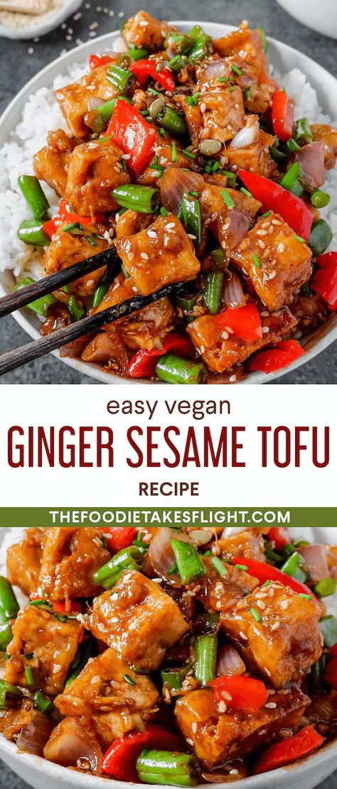 Ginger Dinner Recipes Vegetarian, Wok Recipes Vegetarian, Ginger Tofu Recipes, Vegetarian Wok Recipes, Tofu Wok Recipes, Vegan Ginger Recipes, Tofu With Vegetables, Tofu And Vegetables Recipes, Healthy Tofu Recipes