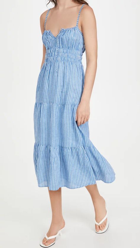 Weekend Trip Packing List Midi Sundress, Bohemian Aesthetic, Summer Fashion Dresses, Faithfull The Brand, Striped Linen, Trending Dresses, Stripe Print, Stripes Pattern, Simple Style