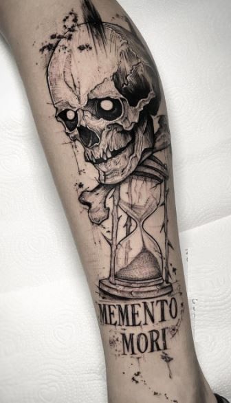 No Meaning Tattoo, Meaning Tattoos Men, Memento Mori Skull Tattoo, Memento Mori Tattoos, Momento Mori Tattoo Men, Memento Mori Tattoo Design, Memento Mori Tattoo Men, Eye Flash Tattoo, Outer Forearm Tattoo Men Ideas