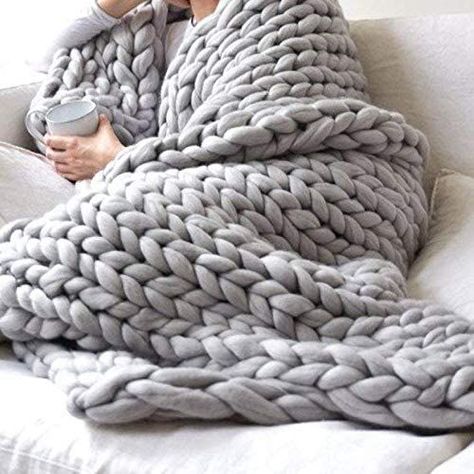 SNOWINSPRING Chunky Knit Blanket Handmade By Soft Knitting Throw Bed Bedroom Decor Bulky Sofa Sofa Decor Air Conditioner Blanket Sofa Blanket (contains affilate link) Thick Knitted Blanket, Chunky Knitted Blanket, Super Chunky Knit Blanket, Super Chunky Knit, Hand Knit Blanket, Thick Blanket, Chunky Knit Throw, Knitted Blanket, Knit Throw