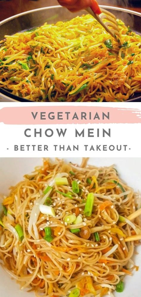 Chinese Veggie Recipes, Meatless Chinese Recipes, Rice Noodle Chow Mein, Rice Noodles Vegetarian, Chow Mein Vegetarian, Vegetarian Dinner Asian, Chinese Restaurant Noodles, Easy Vegetarian Noodle Recipes, Vegan Rice Dinner Recipes