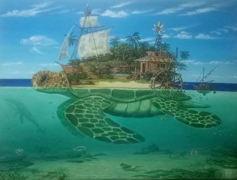 Turtle Island Drawing, Turtle Island Art, Island Turtle, World Turtle, Solar Punk, Hedgehog Game, Back Drawing, Pirate Island, Turtle Island