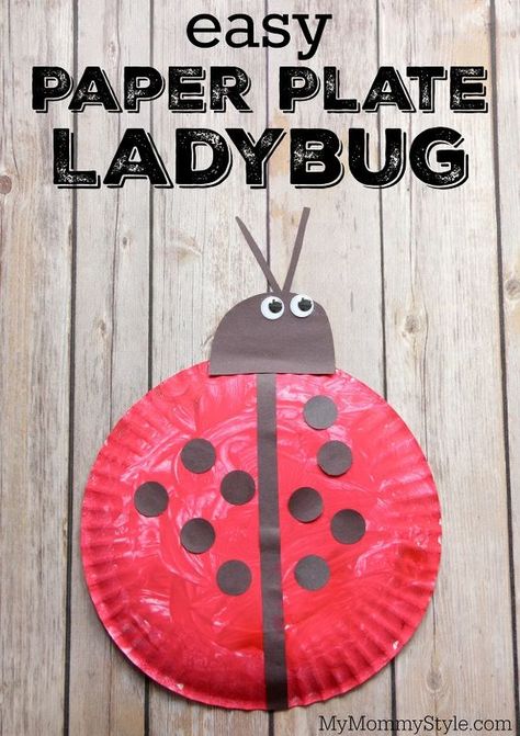 Easy paper plate ladybug. Fun preschool ladybug craft to go along with the Grouchy Ladybug or Ladybug Girl books or bug week theme. Ladybugs Preschool, Ladybug Craft, Bug Activities, Insects Preschool, Bugs Preschool, Insect Activities, Craft For Toddlers, Insect Crafts, Ladybug Crafts