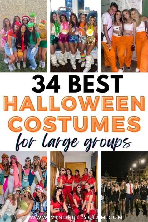 Halloween Costume Ideas For 4 Best Friends, Group Costume Ideas 7 People, Snow White Group Costume Ideas, Group Of 7 Costume Ideas, Group Costumes For Work, Group Costume Ideas For 8 People, Large Group Costume Ideas, Big Group Costume Ideas, Large Group Halloween Costumes