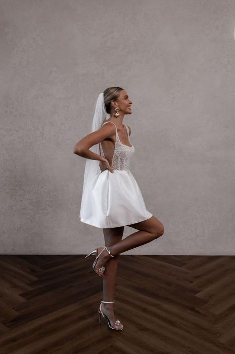 Luxury Wedding Dresses Designed in Australia | Bridal Available Worldwide Backless Short Wedding Dress, Civil Wedding Dresses Courts, Stylish Black Dress, Energy Aesthetic, Short Bride, Short Bridal Dress, Wedding Archway, Bridal Wardrobe, Engagement Party Dresses