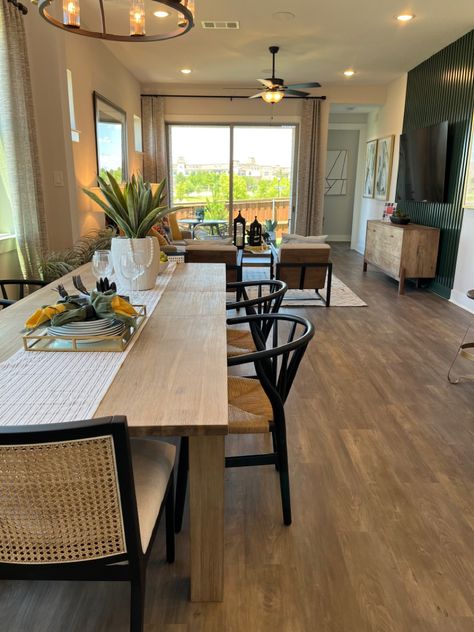 Natural Dining Room Table, Light Wood Dining Table Black Chairs, Dining Room Rectangle Table, Dinning Room Flooring, Light Brown Dining Table, Brown Wood Dining Table, Wood Dinner Table, Light Wood Dining Table, Black And White Dining Room