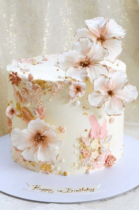 Single Tier Wedding Cake, Artist Cake, Pretty Wedding Cakes, Beautiful Cake Designs, Elegant Birthday Cakes, Beautiful Birthday Cakes, Pretty Birthday Cakes, Painted Cakes, Elegant Cakes