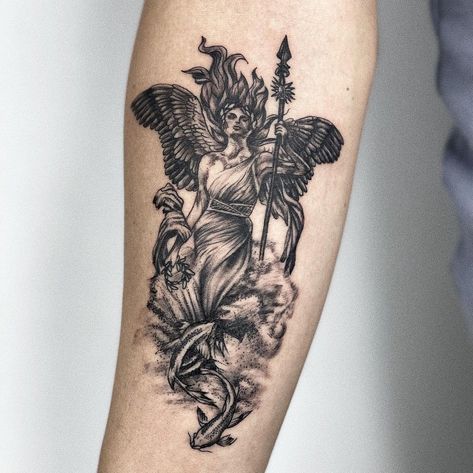 Greek Mythology Cover Up Tattoo, Nike Goddess Of Victory Tattoo, Goddess Of Victory Tattoo, Greek Gods And Goddesses Tattoos, Nike Goddess Tattoo, Victoria Tattoo, Victory Tattoo, Greek Goddess Tattoo, Nike Tattoo