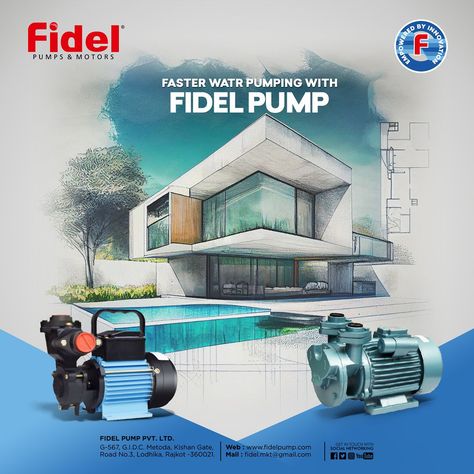 FASTER WATER PUMPING WITH FIDEL PUMP. . #fidel #fidelpumps #fidelpumpsandmotors #pump #rajkot #industrial #farmerschoice #industrialpump… | Instagram Water Performance, Water Pump Motor, Electric Water Pump, Graphics Design Ideas, Creative Ads, Electric Motor, Water Pump, Presentation Design, Graphics Design