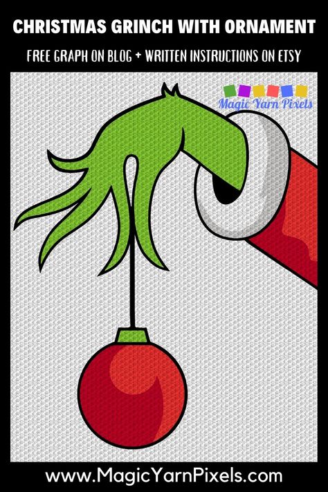 Get the Free Graph for this Christmas Grinch With Ornament Pattern. Modern graphs for c2c crochet, cross stitch & other crafts from Magic Yarn Pixels. Grinch C2c Crochet Pattern, Grinch Afghan Patterns, C2c Graphgan Patterns Free, Crochet Grinch Blanket, The Grinch Crochet Free Pattern, Grinch Patterns Free, Grinch Knitting Pattern Free, Free Grinch Crochet Pattern, C2c Crochet Graph Patterns Free Charts