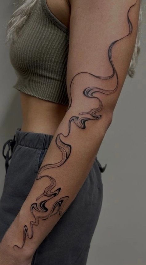 Small Female Tattoos, Swirly Tattoo, Line Tattoo Arm, Tattoo Ideas Female Sleeve, Delicate Tattoos For Women, Left Arm Tattoos, Empowering Tattoos, Arm Sleeve Tattoos For Women, Uñas Ideas