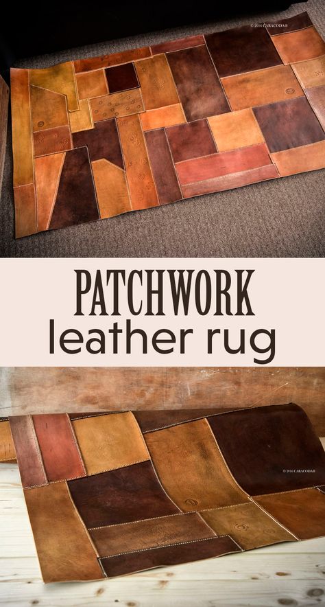 How to make and sew a patchwork leather rug. Leather Rugs, Leather Goodies, Diy Leather Projects, Leather Scrap, Leather Craft Projects, Leather Rug, Leather Scraps, Upcycled Leather, Leather Diy Crafts