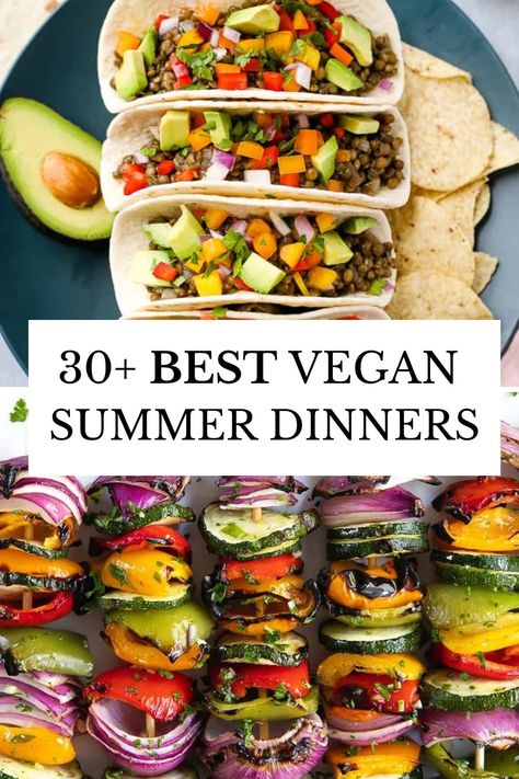 summer dinner recipes Summer Lunch Vegetarian, Vegan Summer Soup Recipes, Vegan Dinner Menu Ideas, Vegan Dinner For A Crowd, Healthy Vegan Summer Recipes, Summer Plant Based Recipes, Vegan Summer Dinner Recipes, Vegan Summer Soup, Naturally Vegan Recipes