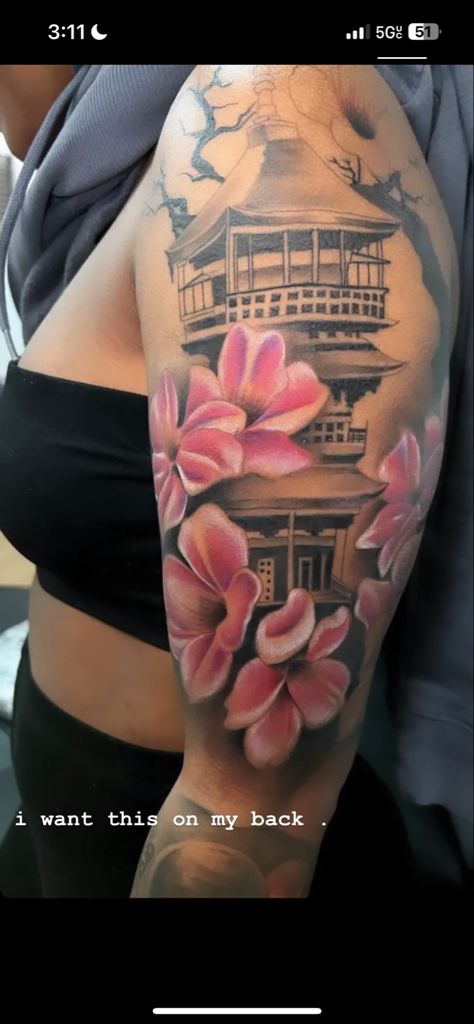 Forearm Tattoo Women With Color, Flower Quarter Sleeve Tattoos For Women, Quarter Sleeve Tattoos For Women Color, Shadowing Tattoo, Half Sleeve Black Women Tattoo, Shoulder Tattoos For Women Color, Colorful Shoulder Tattoos For Women, Colorful Back Tattoos For Women, Colorful Leg Tattoos