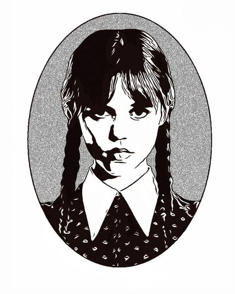 Wednesday Addams Stencil, Wednesday Addams Black And White, Sublimacion Ideas, The Adams, Horror Drawing, Scary Tattoos, Black And White Art Drawing, Horror Themes, Graphic Poster Art