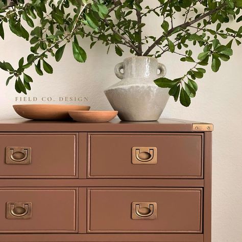 Earth Tone Painted Furniture, Terracotta Bedroom Dresser, Terra Cotta Furniture, Rust Colored Painted Furniture, Terracotta Painted Furniture, Terracotta Dresser, Terracotta Cabinets, Terracotta Furniture, Staging Photos