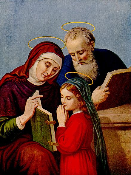 St. Anne and St. Joachim with Mary as a child. Nativity Of Mary, Saint Joachim, Saint Ann, Mama Mary, St Anne, Blessed Mother Mary, The Virgin Mary, Religious Images, Holy Mary