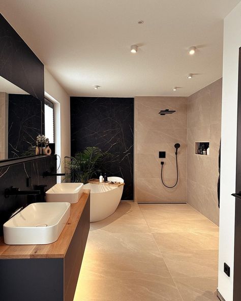 Grey Beige Bathroom, Bathrooms Luxury Modern, Bad Modern, Bathroom Beige, Main Bathroom Ideas, Bathrooms Luxury, Bath Aesthetic, Beige Bathroom, Main Bathroom