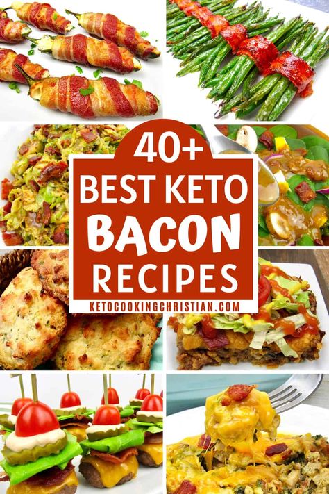 40+ Best Keto Bacon Recipes A collection of over 40 of the best Keto friendly and low carb recipes using bacon. Bacon adds to much flavor to these tasty and satisfying recipes! #ketobaconrecipes #ketobaconmeals #lowcarbbaconrecipes #glutenfreebaconrecipes Keto Bacon Recipes, Recipes Using Bacon, Keto Bacon, Low Carb Diets, Keto Diet Menu, Healthy Keto, Bacon Recipes, Diet Keto, Keto Meal Plan