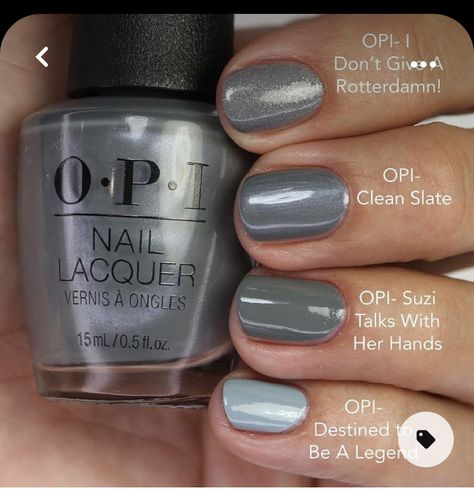 Opi Clean Slate, Grey Nails Short, Slate Nails, 23 Nails, Opi Nail Polish Colors, Opi Fall, Grey Nail, Grey Nail Polish, Opi Gel Nails