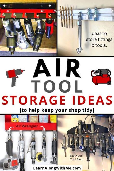 Pneumatic Tool Storage, Air Tool Storage Ideas, Air Tool Storage, Tool Storage Ideas, Tool Organization Diy, Wrench Storage, Box Organization, Garage Storage Ideas, Tool Hangers