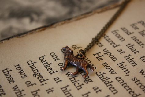 Wolf Necklace Werewolf Necklace, Angela Carter, Wolf Necklace, The Wolf, Brass Chain, Antique Brass, Lobster Clasp, Husky, Arrow Necklace