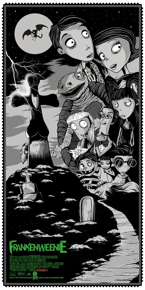 Frankenweenie (2012) Helloween Wallpaper, Nightmare Before Christmas Wallpaper, Tim Burton Films, Goth Wallpaper, Halloween Artwork, Halloween Door Decorations, Alternative Movie Posters, Science Experiment, Movie Wallpapers