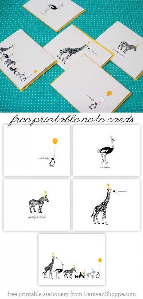 hello, Wonderful - FREE PRINTABLE ANIMAL NOTE CARDS Printable Note Cards, Animals Party, Free Printable Stationery, Zoo Party, Printable Notes, Printable Animals, Animal Birthday Party, Party Printables Free, Safari Party