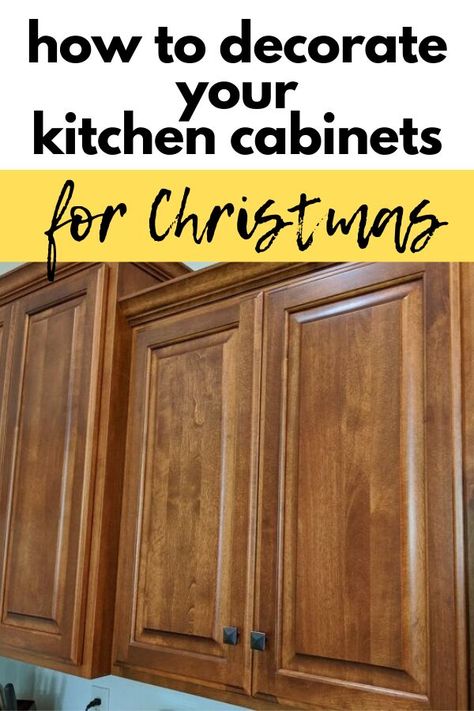 Get into the Holiday spirit with this easy and quick way to decorate your kitchen cabinets for Christmas with this rustic farmhouse idea. Make your kitchen cozy for the Holidays with this beautiful Christmas mini wreath idea on a budget Wreaths On Kitchen Cabinets, Christmas Mini Wreath, Mesh Christmas Wreaths, Hope Chest Makeover, Farmhouse Idea, Pottery Barn Wall Art, Coffee Table Upcycle, Kitchen Cozy, Christmas Chandelier