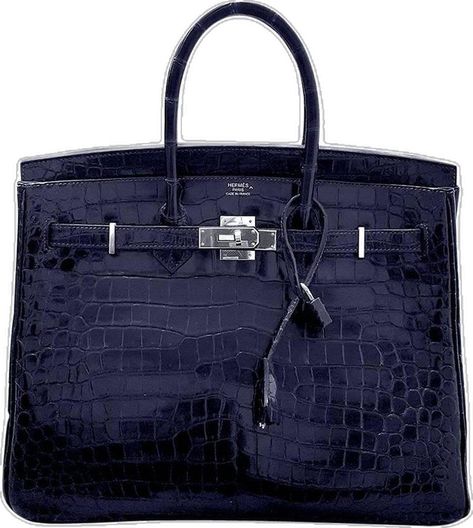 Hermès - Birkin 35cm Dark Blue Crocodile Silver Hardware Birkin Bag ($65,000) Blue Birkin Bag, Black Birkin Bag, Birkin Crocodile, Blue Birkin, Hermes Birkin Bag, Chanel Canvas, Blue Aura, Perfect Dark, Crocodile Bags