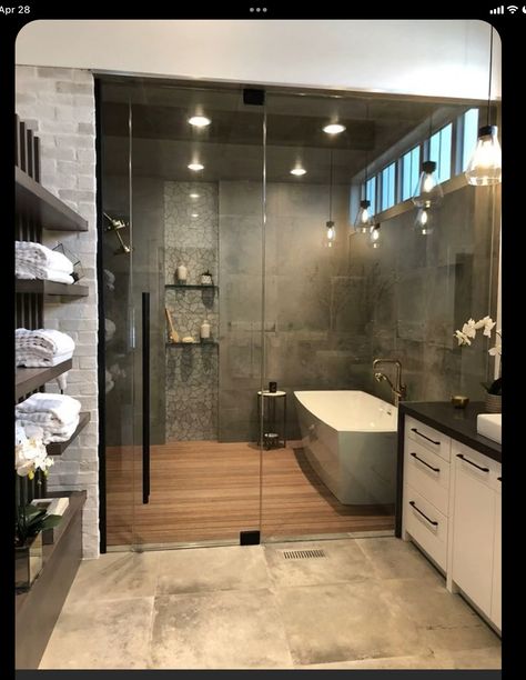 Matte Finish Bathroom Tiles, Gorgeous Bathrooms Luxe, His And Her Bathroom Ideas Decor Master Bath, Spa Bathroom Storage, Spa Like Bathroom Ideas Modern, Walk In Shower And Tub Combo, Spa Retreat Bathroom, Luxury Bathroom Master Baths Walk In Shower Wet Rooms, Bathroom Wet Room Ideas Master Bath