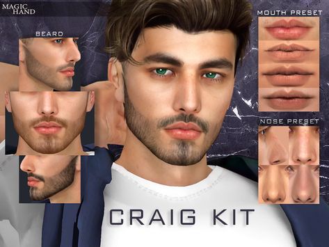 Ts4 Presets Male, Stubble Beard, Sims 4 Male Clothes, Sims 4 Cc Skin, Magic Hands, Sims Games, Sims 4 Characters, Male Makeup, Face Men