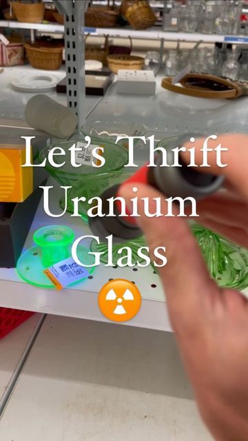 TheMidModThrifter | Thomas Kenneth on Instagram: "My Favorite Thrift Tool! Do you have one? Fun fact ☢️ Uranium glass is glass which has had uranium oxide added for colouration creating either a yellow or green color. Under UV Light or Black light the item glows! When your not searching for glowing glass a black light can be used to find scorpions and oil leaks! Yes I use them! Studies have shown there is no more radiation then a typical modern cell phone. Thank you for following me to vin Uranium Glass Display Ideas, Uranium Glass Display Cabinet, Uranium Glass Jewelry, Uranium Glass Display, Display Cabinet Diy, Uranium Glass Vintage, Thrifted Christmas, Vintage Brands, Uv Black Light