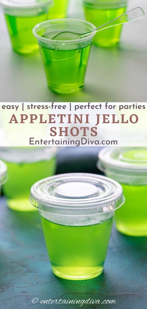 Green Apple Jello Shots, Green Jello Shots, Holiday Jello, Vodka Jelly, Green Apple Vodka, Best Jello Shots, Jello Shots Recipe, Jello Shots Vodka, Christmas Jello Shots