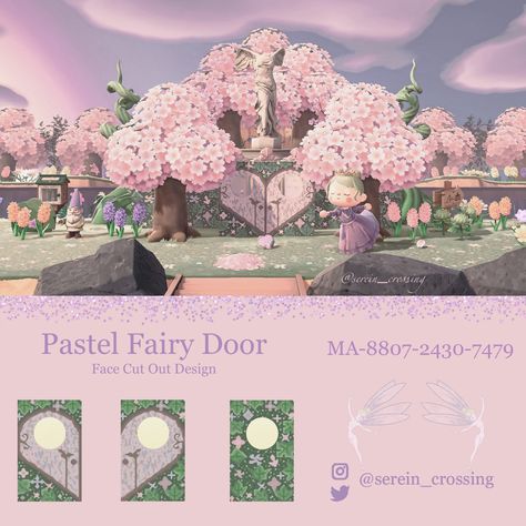 Cottagecore Animal Crossing, Pastel Fairy, Face Cut Out, Pink Island, Ac New Leaf, Animal Crossing Memes, Acnh Codes, Animal Crossing Wild World, Path Design