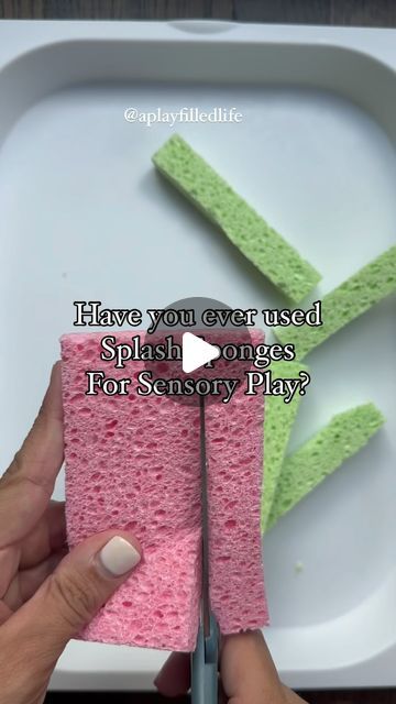 Gina, M.SpEd, CAGS Ed. on Instagram: "Grab a pack of sponges the next time you’re at the dollar store!! 🧽   These splash sponges are reusable, easy to make & cost effective! We used them every year during field day!  Save or share with a friend who is looking for some warm weather fun and be sure to follow @aplayfilledlife for more ways to learn and play.  I know there are reusable water balloons now & we love those too! The sponge version are great for sensory play, for water games & for strengthening fine motor skills! Plus you can sanitize them in the dishwasher! . . . Mom hack | summer | playing | water play | splash | heat | hot | kids | motor skills | sensory play | sensory bin| SAHM | out of school | spring | activities | parents" Sink Or Float Sensory Bin, Splash Day Activities, Dollar Store Sensory Bins, Water Sensory Activities, Summer Sensory Bin, Sensory Water Play, Water Play Activities, Sensory Water, Reusable Water Balloons