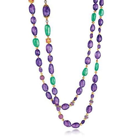 045L13211_6Y8PK Multicolor Long Gemstone Beaded Necklaces, Multicolor Gemstone Beads Long Necklace, Green Gemstone Beaded Long Necklace, Long Multicolor Gemstone Bead Necklace, Verdura Jewelry, Gem Necklaces, Lily Bracelet, Luxury Green Multi-stone Beaded Necklaces, Beautiful Beaded Necklaces