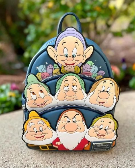 Seven Dwarfs Take Center Stage - loungefly - Disneyland Backpack, Disney Characters Christmas, Disney Bags Backpacks, Disney Room Decor, Cute Lounge, Cute Mini Backpacks, Disney Purse, Snow White And The Seven Dwarfs, The Seven Dwarfs