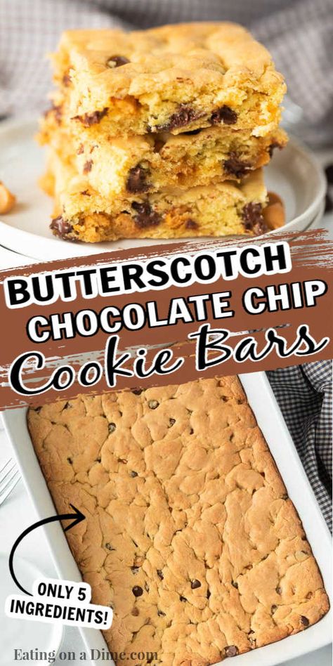 Cake Mix Chocolate Chip Cookie Bars, Spice Cake Mix Recipes, Cake Mix Chocolate Chip Cookies, Butterscotch Recipes, Cake Mix Bars, Cake Mix Cookie, Cake Mix Cookie Bars, Recipes Using Cake Mix, Cookie Bars Easy