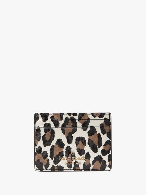 Madison Spotted Leopard Printed Small Slim Card Holder | LARGE WALLETS | Kate Spade Australia Spotted Leopard, Kate Spade Card Holder, Wishlist 2024, Personal Statement, Large Wallet, Kate Spade Wallet, Crossbody Wallet, Pale Gold, Saved Items