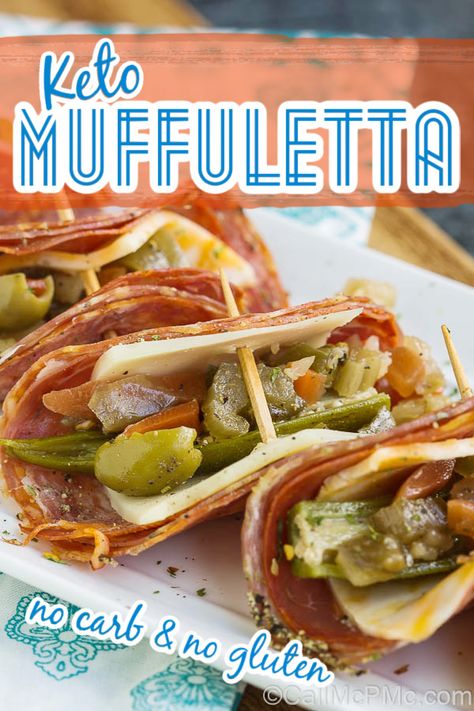 This is a quick and easy grazing appetizer of cured meats, cheeses, olives, and giardiniera. Antipasto Tacos, 3 Ingredients Recipes, Muffuletta Recipe, Keto Bites, Mermaid Food, Hearty Recipes, No Carbs, Awesome Appetizers, Olive Salad