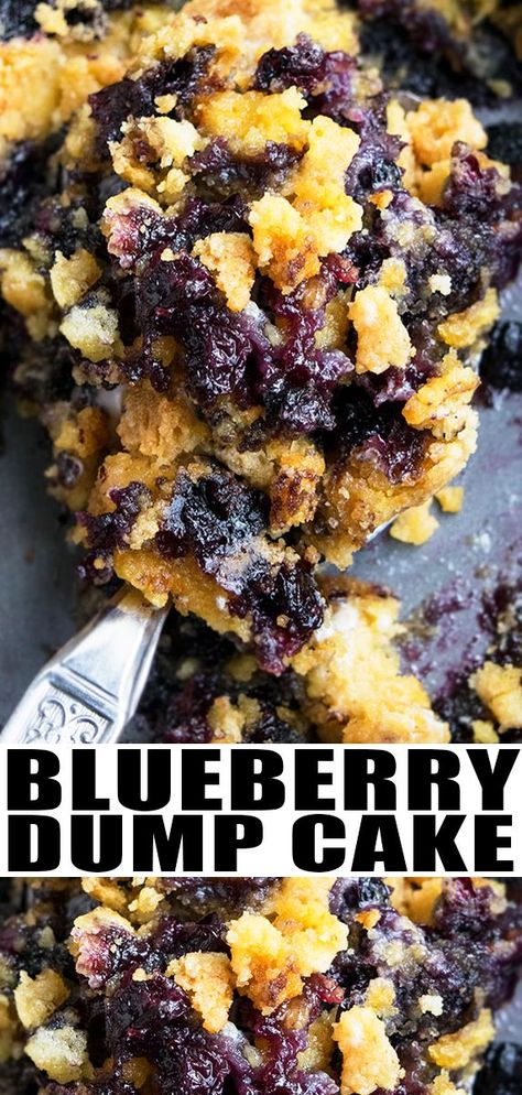 BLUEBERRY DUMP CAKE RECIPE- Quick and easy blueberry cobbler dump cake, homemade with simple ingredients. A great Summer dessert that starts off with yellow cake mix! Loaded with fresh blueberries. From CakeWhiz.com #cake #blueberries #baking #recipes #dessert Blueberry Cobbler Dump Cake, Blueberry Dump Cake, Cobbler Dump Cake, Blueberry Dump Cake Recipes, Easy Blueberry Cobbler, Summer Desserts Easy Healthy, Cake Blueberry, Blueberry Dump Cakes, Cake Homemade