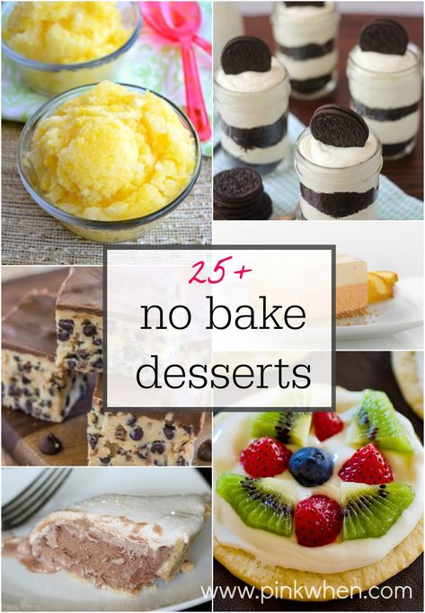 No Bake Dessert Ideas featured on Pink When Easy Summer Dessert Recipes, Picnic Desserts, Bbq Desserts, Easy Dessert Recipes Quick, Summer Sweets, Summer Baking, Easy Summer Meals, Summer Dessert Recipes, Bake Dessert