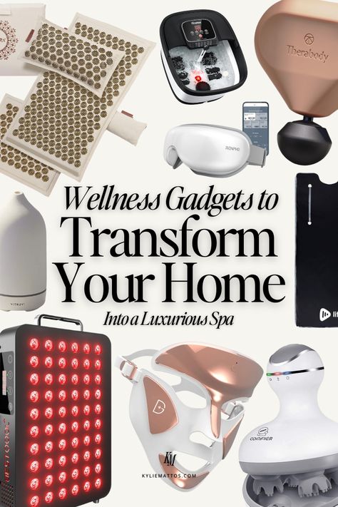 Transform Your Home into a Spa with These 10 Wellness Gadgets | kyliemattos.com Essential Oils Bath, Led Mask, Boost Collagen Production, Spa Day At Home, Bath Essentials, Scalp Health, Tired Eyes, Red Light Therapy, Scalp Massage